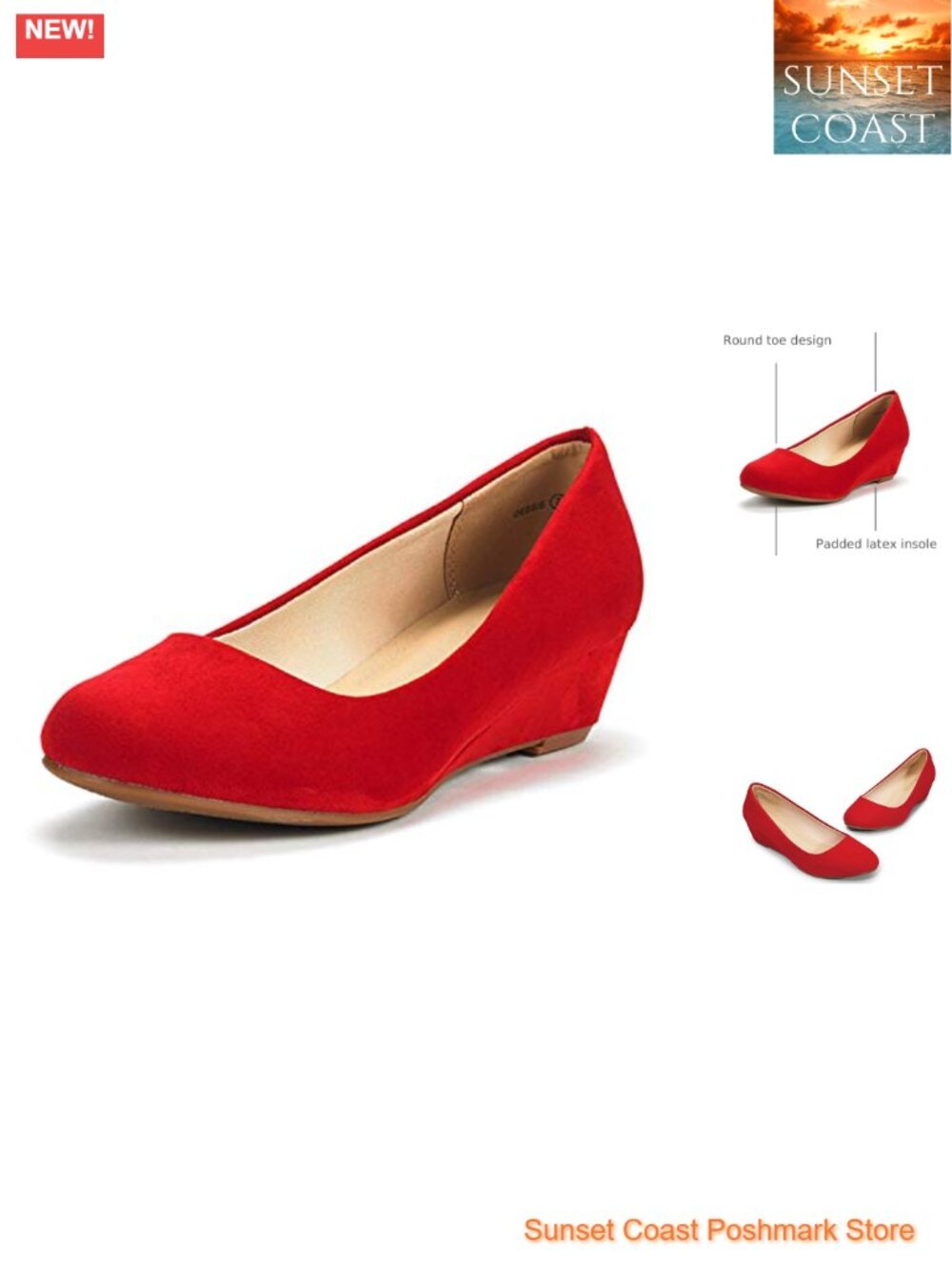 Women's Wedge Heel Dress Pumps Round Toe Comfortable Heels